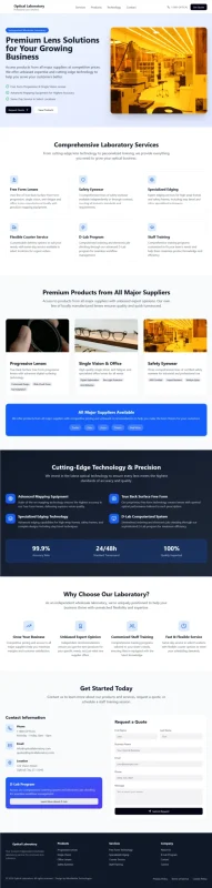 Optical lab portfolio website design by Mindwebix USA